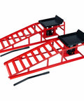 Heavy Duty 11,000 Lbs Hydraulic Car Ramps With Low Profile Lift, 10.6 To 14.7 Inch Range, Pin Lock Safety, Two Pack