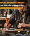 Man using Slick Mini Battery Rotary Tool With Bright Led Beam And Five Adjustable Speeds Up To Eighteen K Rpm for engraving wood.