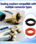 90 Piece Rubber Garden Hose Washer Kit with 8 universal sizes for various connectors and fittings
