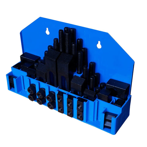 Heavy Duty Hold Down Clamp Set 58 Piece For Bridgeport Milling Machines With Three Quarter Inch Slot And Five Eighth Inch Stud