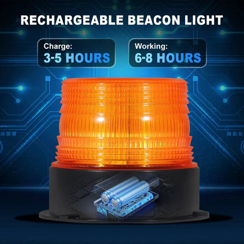 Magnetic Wireless Beacon Light With Rechargeable Battery, Emergency Strobe For Trucks And Vehicles