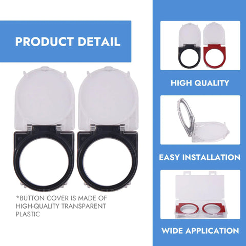 2 Pack PC Power Button Covers for Desktop Computers, clear plastic 37mm round push button guard, cat proof, dustproof, waterproof.