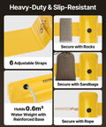 Pro Grade Flood Barrier System For Home Protection, Easy Fill Sandbag Alternative, yellow PVC water diversion tubes
