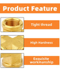 Features of Brass Pipe Fitting Cross Four Way Connector With Four Openings For Plumbing One Eighth Inch NPT Female Threads Solid Brass Durable 2 Pack