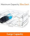 Totally Game Changer Stackable Water Bottle Organizer For Cabinet Storage, clear tray holding 32oz bottle, dimensions labeled.