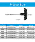 Product size chart for Professional T Shape Hex Socket Wrench With An Anti Slip Steel Handle And Accurate 6 Millimeter Bits.