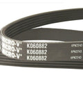 K060882 Micro V Serpentine Drive Belt Replacement For Most Cars And Trucks, black ribbed belt with OEM markings.