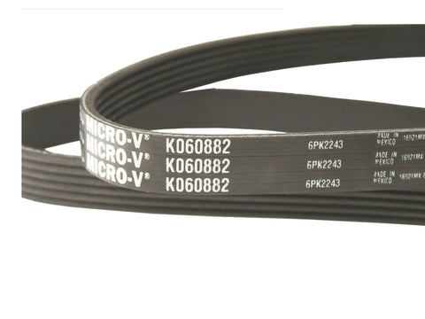 K060882 Micro V Serpentine Drive Belt Replacement For Most Cars And Trucks, black ribbed belt with OEM markings.