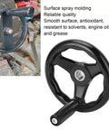 Image of Beefy Heavy Duty Lathe Hand Wheel 160mm Diameter with 16mm Mounting Hole displayed against workshop equipment.
