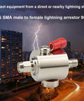 Solid SMA Lightning Arrestor Surge Protector With SMA Male To Female Connector 0 To 6 GHz 90V 50 Ohm for outdoor protection