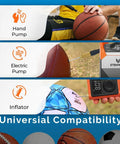 Heavy Duty Brass Ball Pump Needles Set 12 Pack used with hand and electric pumps for inflating soccer, basketball, football.