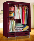 Slick Portable Folding Wardrobe Closet With Reinforced Steel Bars And Ample Hanging Space, waterproof nonwoven fabric storage rack for clothes.