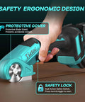 21V Cordless Electric Scissors With 4000mAh Battery And High Speed Cutting Performance perfect for heavy-duty cutting with safety features.
