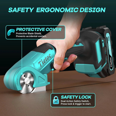 21V Cordless Electric Scissors With 4000mAh Battery And High Speed Cutting Performance perfect for heavy-duty cutting with safety features.