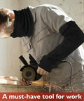 Heavy Duty Welding Sleeves And Neck Guard Set Built Tough For Cut Heat And Flame Defense worn by worker using grinder in workshop.