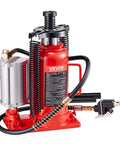 20 Ton Air Hydraulic Bottle Jack With Pneumatic And Manual Operation, Heavy Duty Welded Bottle Jack For Cars, SUVs, Trucks, Pickups, And RVs, 10.2 To 19.5 Inch Lifting Range, Red, Perfect For Auto Repair And Quick Tire Changes
