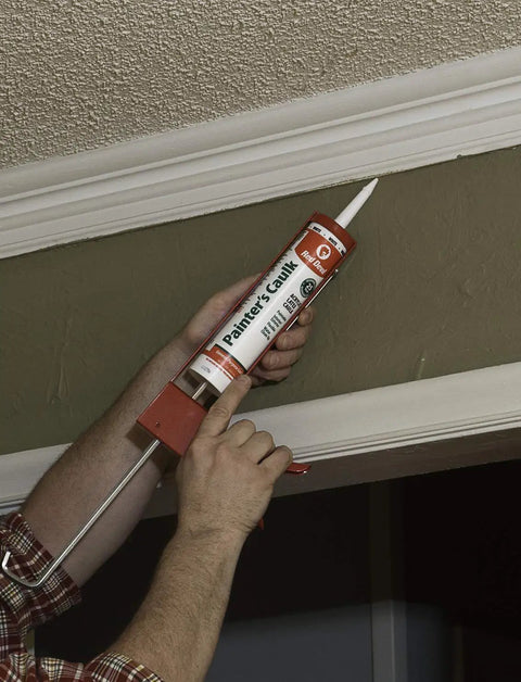 Applying Painters Caulk 10.1 Ounce Acrylic Latex Sealant For Interior And Exterior Use, Water Cleanup on crown molding