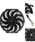 Universal Drop In 12 Inch Electric Radiator Cooling Fan Push Pull Kit Full Mount Hardware 12 Volt 80 Watt 1650 Cfm close up view
