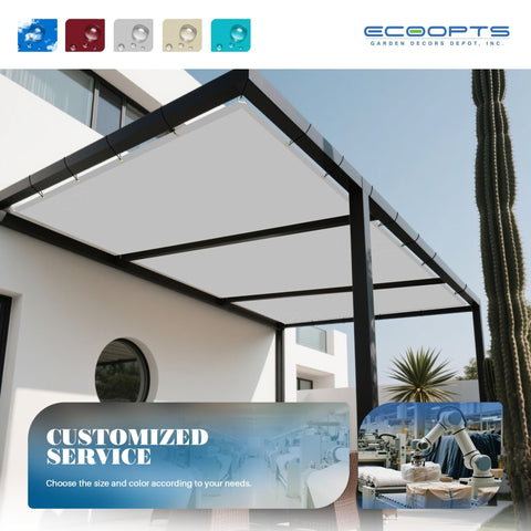 10x12 Foot Waterproof Shade Sail For Patio And Garden, Dope Heavy Duty Rectangle Sun Shade With Grommets UV Block Protection, Light Gray Canopy Installed On Pergola