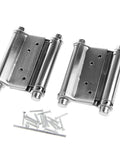 Two Piece 3 Inch Stainless Steel Double Action Spring Door Hinge With Slam-Free Hydraulic Soft Close For Heavy-Duty Doors Cafe Swing Gondola Displays And More with screws