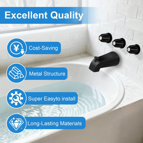 3-Pack Matte Black Shower Knob Set – Compatible With Pfister Verve Tub/Shower, Includes Hot/Cold/Diverter & Flange Bases