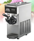 Heavy Duty Commercial Soft Serve Ice Cream Maker 450W Motor Smashes Out 60 Cups Daily No Sweat One Touch Clean Rock Solid Air Cooled System For Busy Cafes And Desset Joints Classic Silver Finish with sleek stainless steel design.