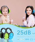 Kids wearing Kids Ear Protection 2 Pack Noise Canceling Headphones For Concerts And Loud Events Durable Cushioned Earpads for noise blocking.