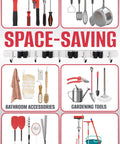 Heavy Duty Mop And Broom Holder Wall Mount With Stainless Steel Five Rack Organizer And Four Hooks for space-saving storage