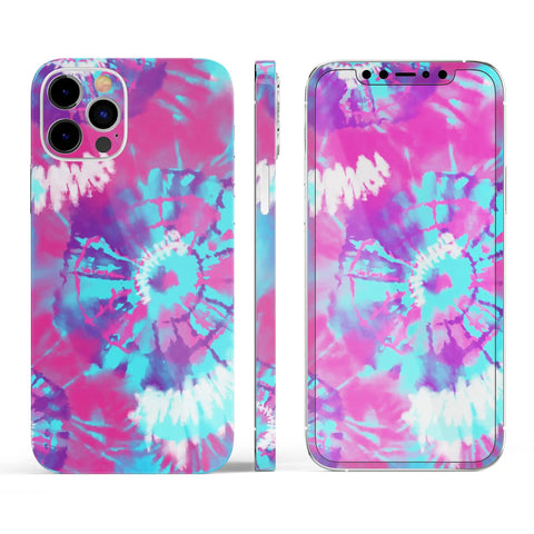 Full Body IPhone Skin Decal Wrap Kit With Spiral Tie Dye Pattern V5 Soft Touch Finish Bubble Free Air Release Adhesive
