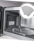 Open microwave showing installed mica sheet and 10 Piece Microwave Mica Sheets Set For Replacement Mica Plates Heat Resistant Insulation.