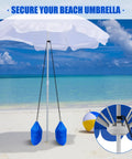 2 Pack Fillable Sandbags For Beach Umbrella And Outdoor Canopy Windproof Weights attached to beach umbrella on sand