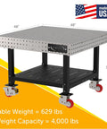 Shop Tough Mobile Welding Table 48 Inch Heavy Duty Work Bench featuring precision hole grid and smooth rolling locking casters.