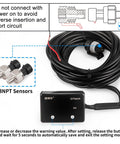 Front view of JJCOCO 232 PSI oil pressure gauge kit with LED digital display, 12V power, and 1/8 NPT sensors