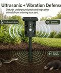 Outdoor Ultrasonic Animal Deterrent With Motion Sensor, Solar Powered Pest Repeller, 3 In 1 System With Ultrasound, Flashing LED Light, And Ground Vibration To Deter Snakes, Moles, Voles, And Gophers In Your Yard. in garden soil