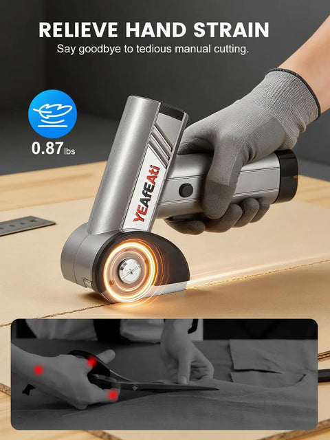 High Performance Electric Cardboard Cutter Featuring Four Adjustable Speeds And Sharp Stainless Steel Blades That Cut Smooth As Butter Through Fabric Leather And Thick Packages With Zero Sweat Or Mess in use cutting cardboard.