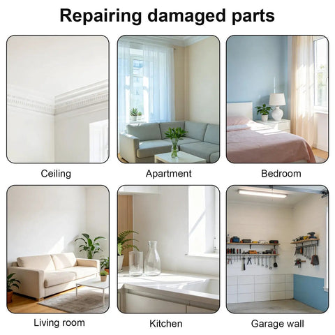 Interiors showing locations for Easy Peasy Drywall Repair Kit With Patches, Sandpaper And Scrapers For 2In To 8In Holes use.