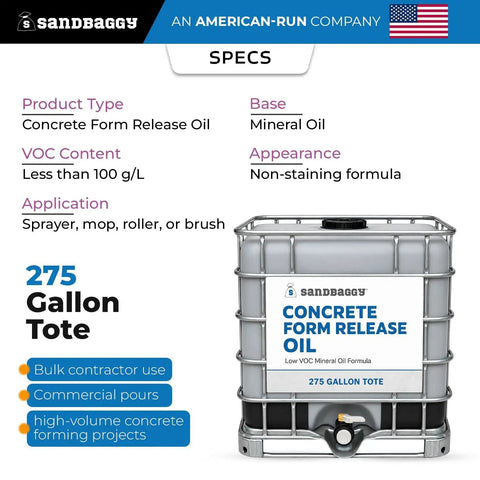 Heavy Hitter Concrete Form Release Agent And No Mess Form Oil For Top Shelf Finishes Keeps Poured Walls Sliding Off Cleanly In Two 275 Gallon Totes For Contractor Crews displayed in a 275-gallon tote.