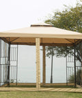 10 Ft By 10 Ft Backyard Patio Gazebo With Double Roof Vent Ventilated Canopy And Rust Resistant Powder Coated Steel Frame installed