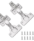 2 Pack 40mm Cup Full Overlay Soft Close Cabinet Hinges For Thick Doors 18 To 28mm Nickel Finish European Concealed Hinges With Screws