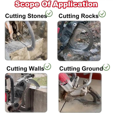 Job Site Ready Electric Concrete Saw Wall Chaser Ring Saw With Low Dust Pump in action cutting stones, rocks, walls, and ground.