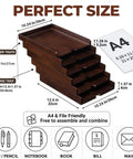 Six Tier Solid Wood Desktop File Organizer With Sliding Pull Out Trays For A4 Documents Folders Mail Bills Tablets And Phones dimensions