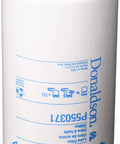 P550371 Spin-On Lube Filter For VW C115561 OEM Equivalent showing white cylindrical shape with blue branding and labels