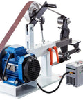 Badass Heavy Duty 1500W Belt Sander Machine With Two 82 Inch Coated Belts Smooth Variable Speed Drive showing steel frame and motor.