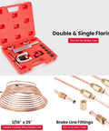 3/16 Inch Copper Coated Brake Line Kit 25 Feet With 20 Fittings And 4 Unions Included Plus Double And Single Flare Tool Kit