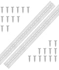 Top Shelf Stainless Steel Piano Hinges Measure Twelve Inches With Pre Drilled Holes And Screws Included For Boat Doors And Garage Builds Smooth Install with screws arranged.