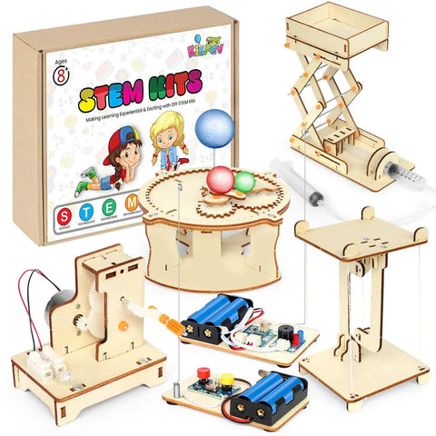 Five In One STEM Kit For Kids Ages 8 To 12 Build Sun Earth Moon Model Mini Telegraph Hand Generator Hydraulic Lift And Tension Structure