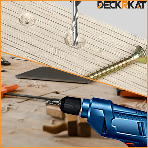 12 Piece Countersink Drill Bit Set With 3 In 1 Wood Counterbore Kit for precise woodworking, featuring drill in action on wood