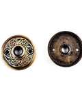 Antique Brass Door Knob Rosette Pair, 2.38 Inch Solid Brass Decorative Escutcheon Plates with ornate detailing for interior doors