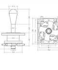 Technical drawing of joystick for Two Player Arcade Cabinet DIY Kit showing dimensions and microswitches for wood or metal panels.
