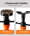 Heavy Duty Underhoist Jack Stand Built Like A Tank For One Ton Loads With Wide Steel Base and Dual Pads showing replaceable anti-slip and curved saddles.